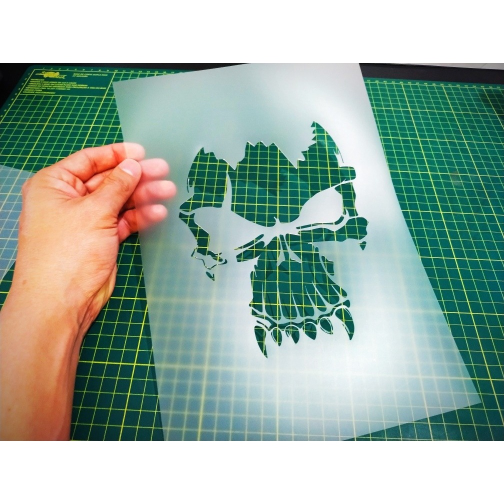 Stencil para Aerografias e Pinturas Caveira 2R15