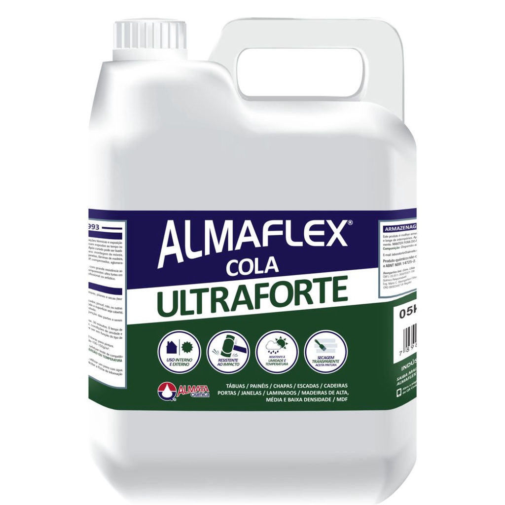 Cola p Madeira PVA Ultraforte 993 Marcenaria 5Kg - Almaflex