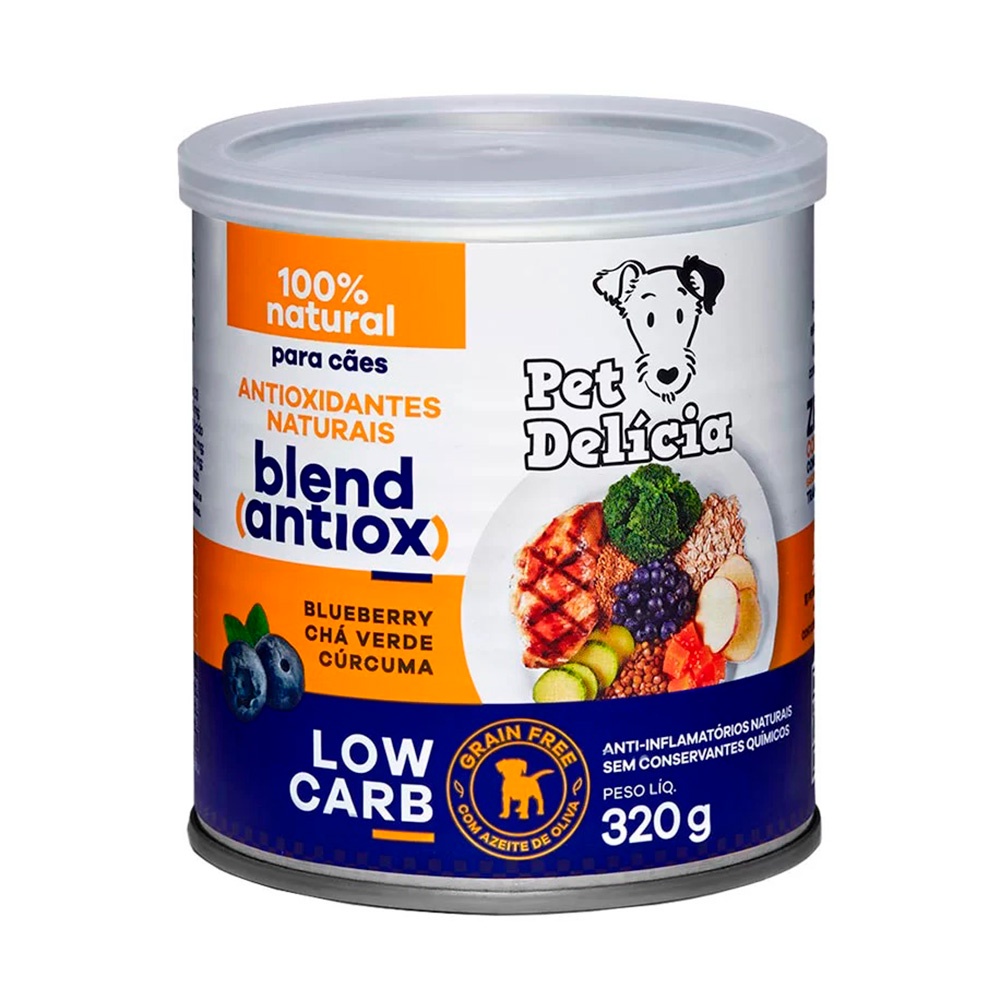Ração úmida Pet Delícia Cães Low Carb Blend Antiox – 320g - Pets