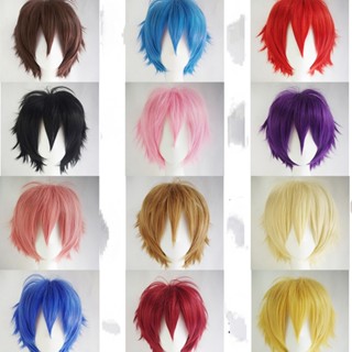 Peruca Universal Masculina cos anime Conjunto De cosplay Cabelo Curto Antiqueda