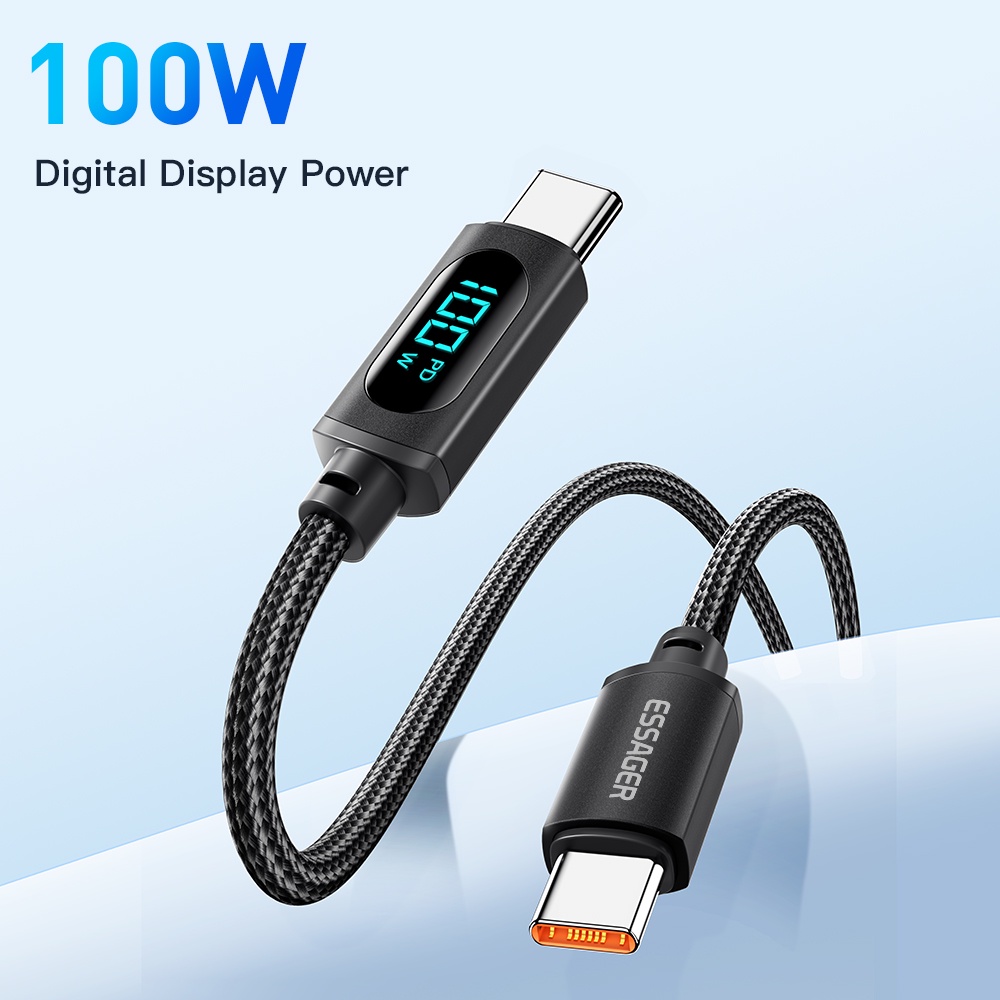 Essa Essager 5A 100W Tipo C Para Cabo Display Digital QC PD Carregador Rápido USB-Samsung Xiaomi
