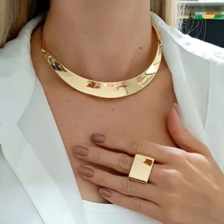 Colar/Choker Aro Dourado/Prata acessório da mulher moderna/elegante em Oferta na Shopee