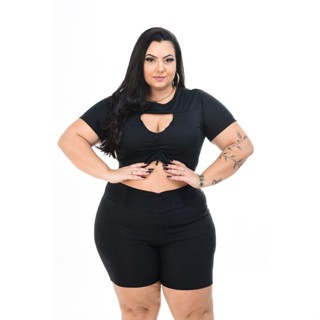 003 Blusinha Cropped Plus Size PROMOÇÂO Tecido com elastano Moda Feminina