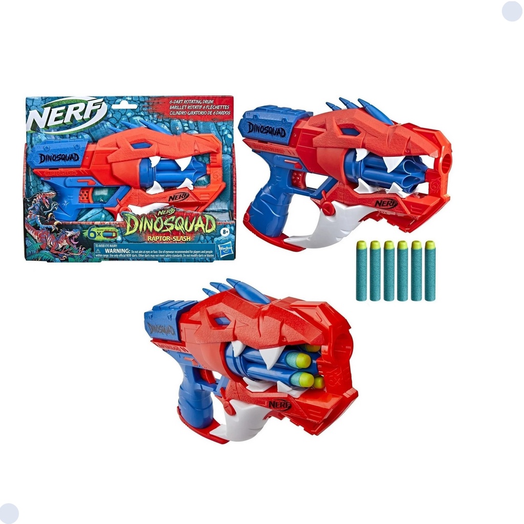 Lançador Nerf Dinossauro Squads Raptor Slash Pistola Lança Dardos