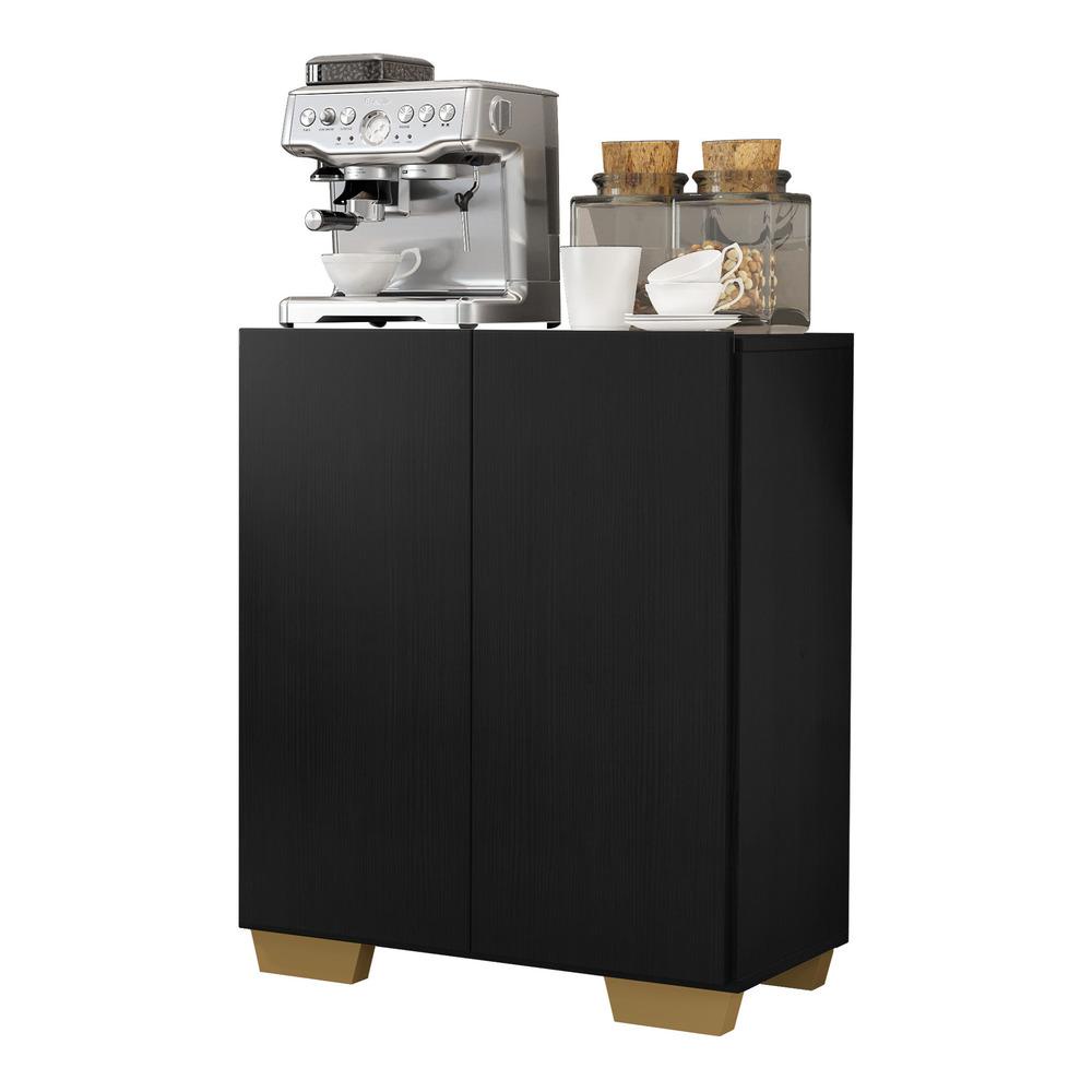Aparador Cantinho do Café com Pés Quadrados e 2 Portas Multimóveis Preto/Natural em Oferta na Shopee