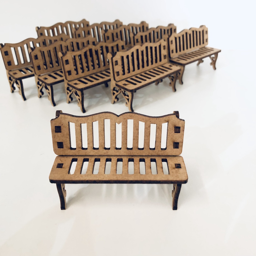 Kit Com 10 Mini Banco De Jardim 7cm Mdf