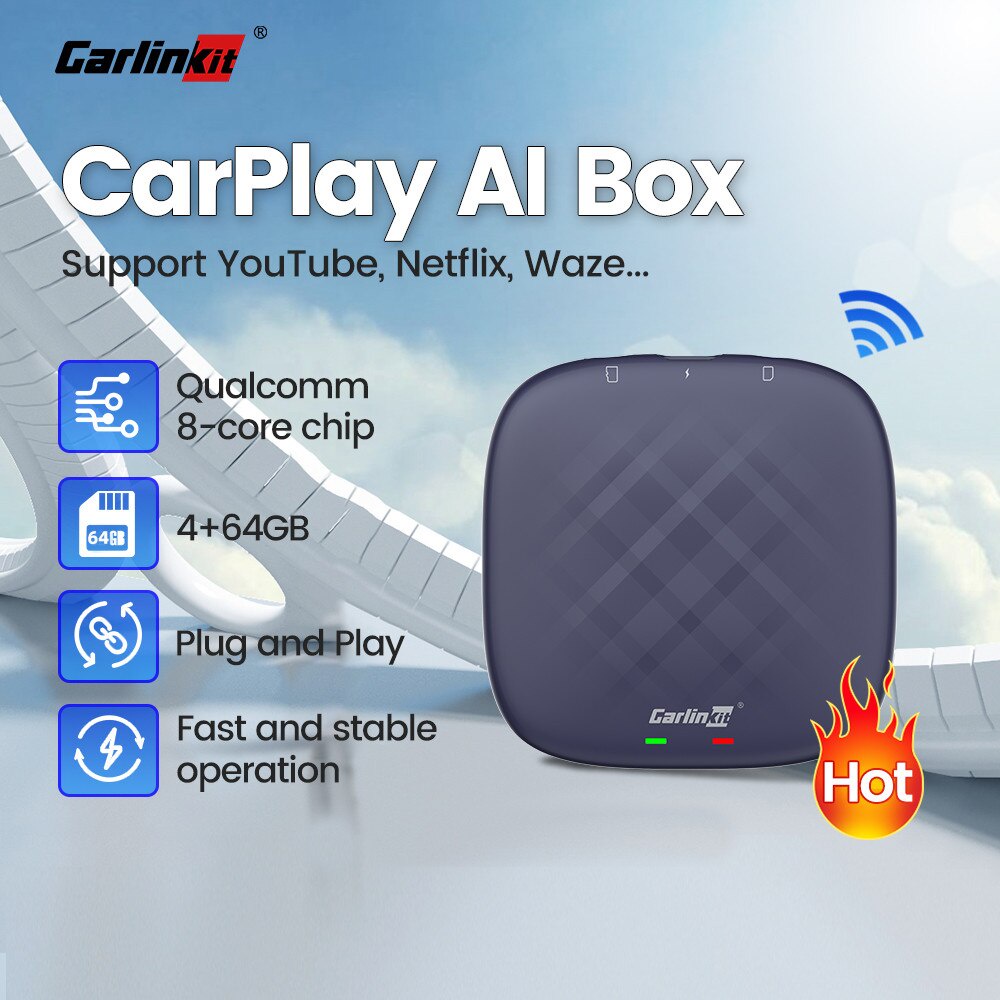 Carlinkit carplay ai box Sem Fio player Carro link android USB Andróide auto Suporte Online Youtube Neflix Google Voz Assistente Para Arame De Fábrica