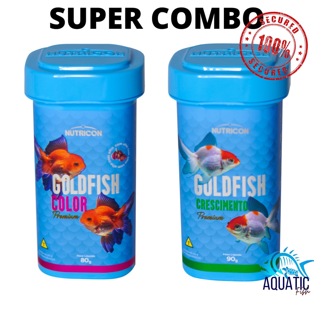 SUPER COMBO Ração para Kinguios Goldfish Color  80g + Goldfish Crescimento 90g Nutricon PREMIUM