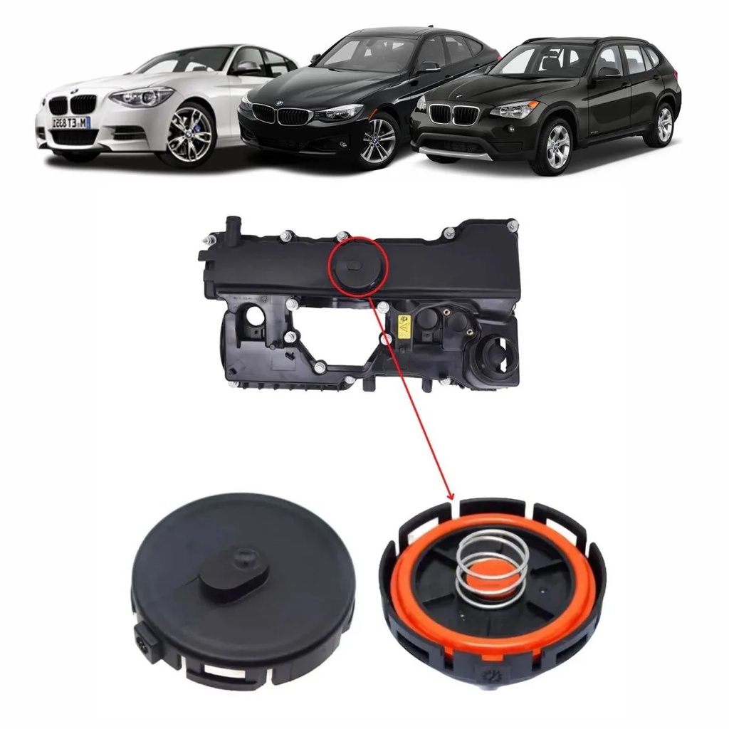 Tampa com Membrana Diafragma Tampa Válvula Bmw 118I/120I/318I/320I/X1 2.0 16V N46 2008 A 2014 11128645888/SKU2319