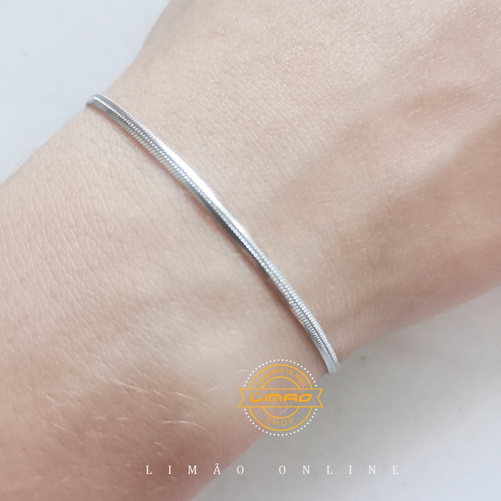 pulseira feminina de aço inoxidável de cobra plana