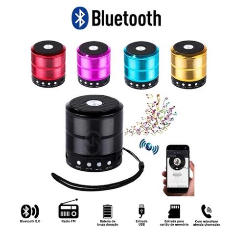 Mini Caixa Caixinha De Som 887 Portátil Bluetooth com Rádio FM SD USB