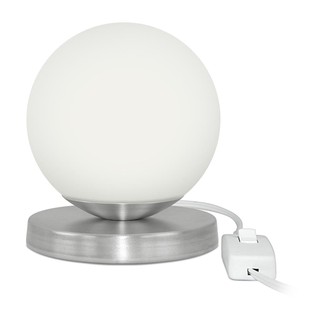 Luminaria Abajur de mesa Globo Orby Escovado Base Redonda