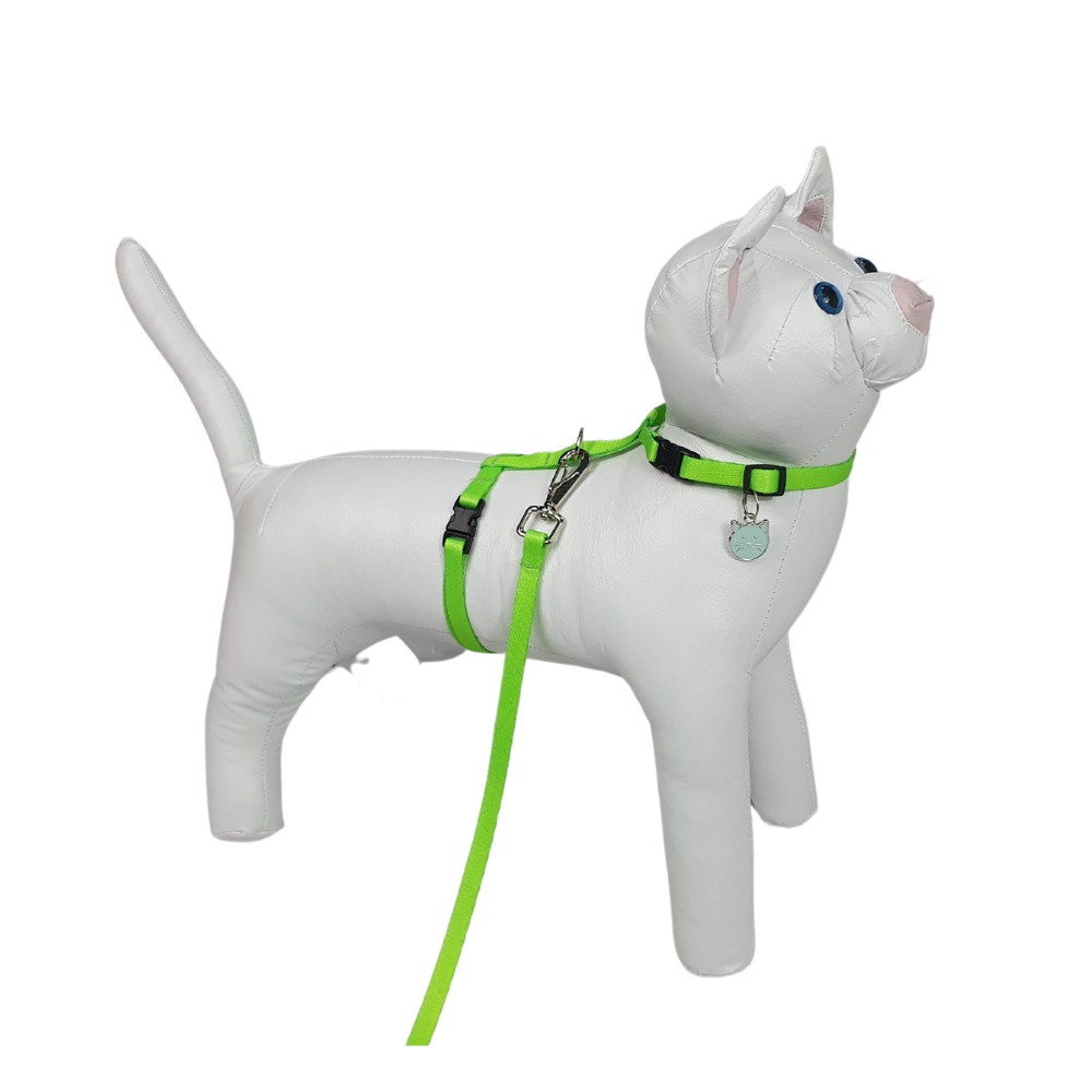 Peitoral Coleira com guia para Gato Felino Longa Pra Passeio Pet