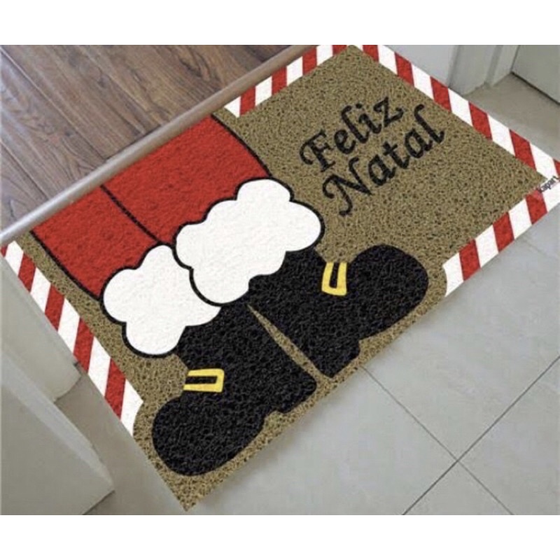 CAPACHO Tapete Feliz Natal Papai Noel Bota 60X40 cm.