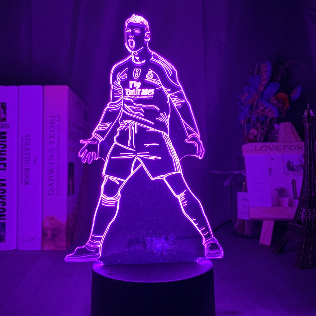 Cristiano Ronaldo Luminária LED 3D Noturna Presente e Decoração
