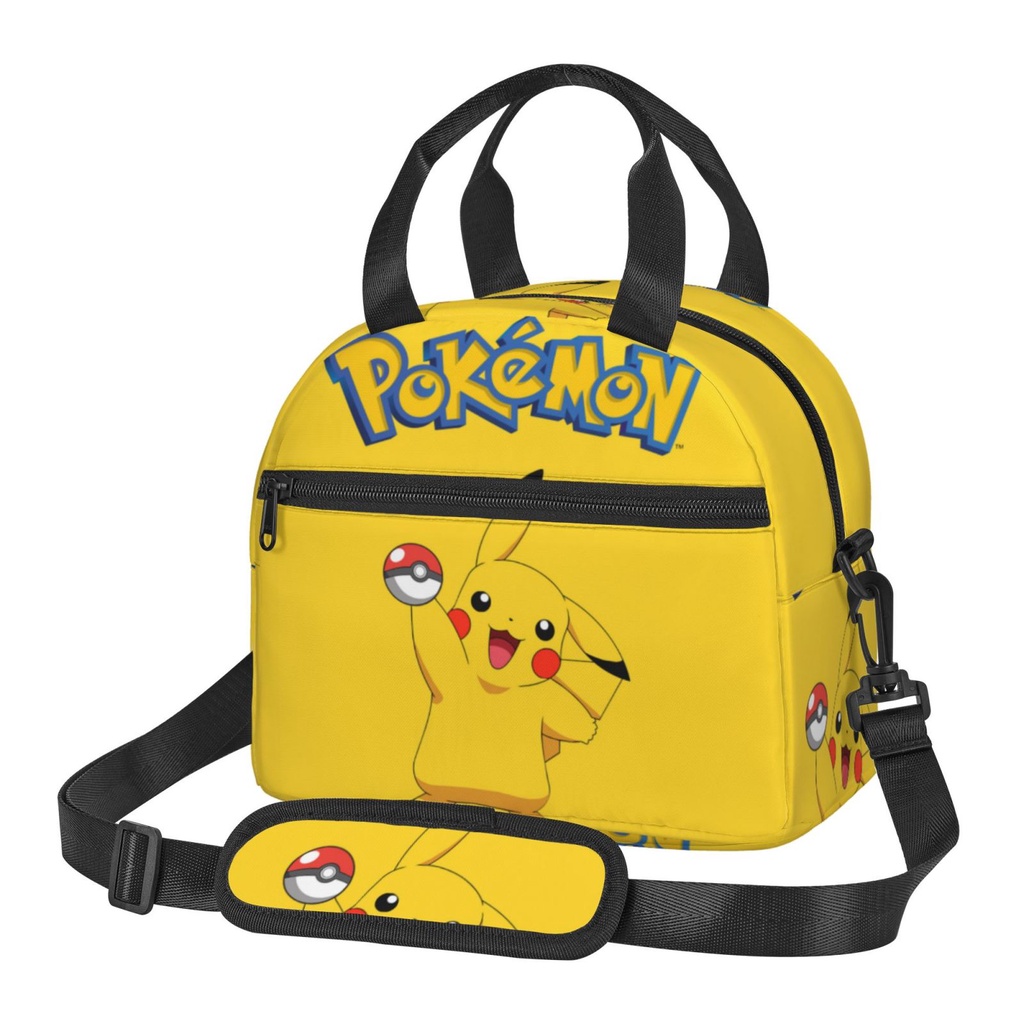 Lancheira Pokemon Pikachu Isolada Reutilizável Grande Para Mulheres E Homens Com Alça De Ombro Ajustável Bolso Zíper Frontal em Oferta na Shopee