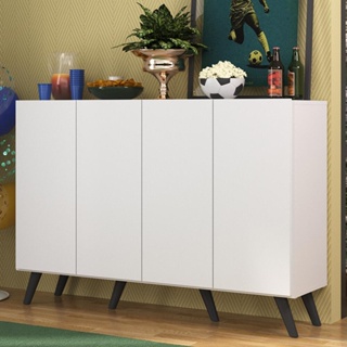 Aparador Buffet 4 Portas Retrô Alemanha Multimóveis BR3556 Branco/Preto em Oferta na Shopee
