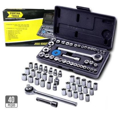 Kit Chaves Jogo Catraca Reversível Soquetes 40 Peças Maleta