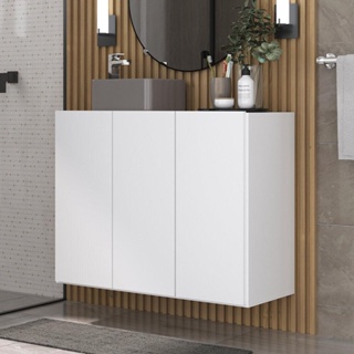 Gabinete Banheiro 3 Portas Suspenso 90cm Multimóveis MP5029 Branco em Oferta na Shopee