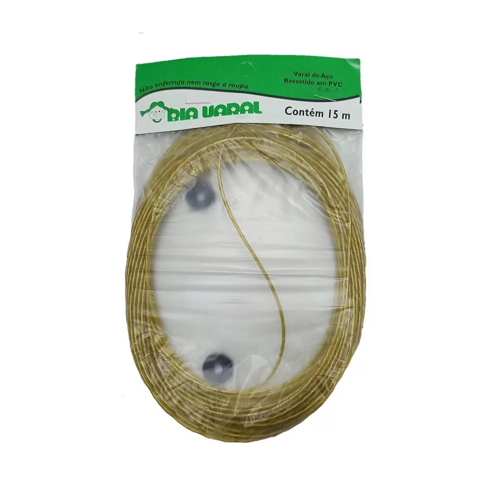 varal cabo de aço corda revestida forte resistente anti ferrugem 15 metros em Oferta na Shopee