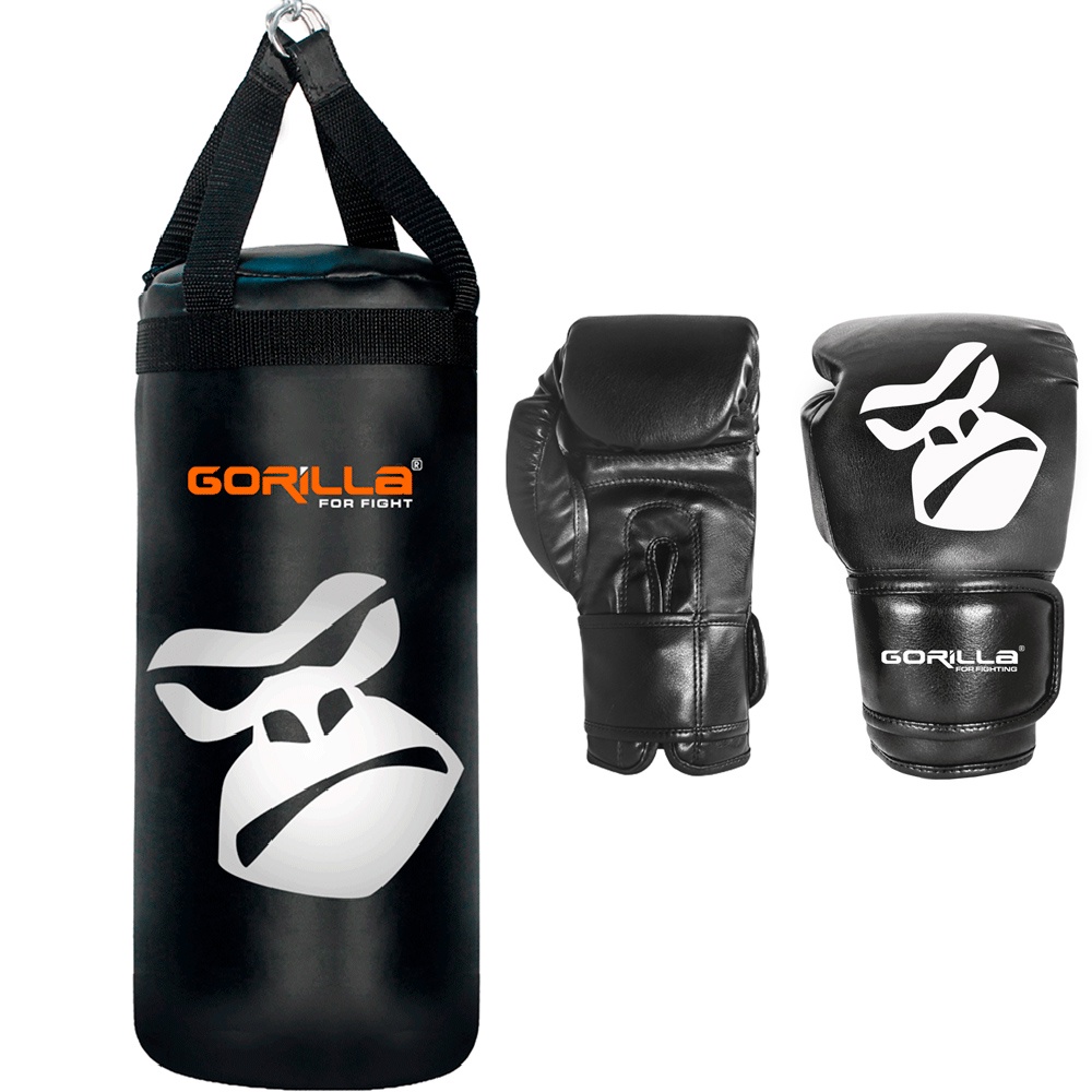 Saco De Pancada Infantil + Luva Boxe Kit Pequeno Guerreiro Gorilla Presente dia das Crianças