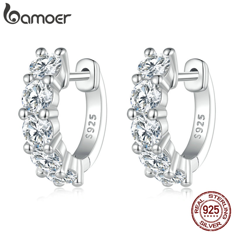 Clipes De Orelha De Prata Bamoer 925 Para Mulheres Com Moissanite Brilhante em Oferta na Shopee