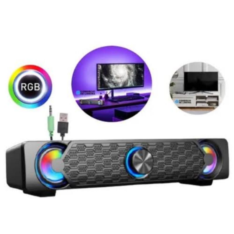 Caixa de som Soundbar Smart TV com led efeito especiais led colorido RGB