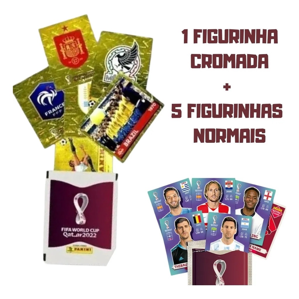 Kit Figurinhas Brilhantes Copa Do Mundo 2022 Douradas Especial