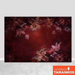 Fundo Fotográfico Textura Fine Art Floral Vermelho Em Tecido FFT-444