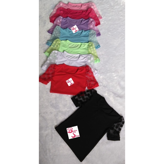 Blusa Canelada - Meia Manga Tule Princesa - Infanto Juvenil - Do 02 ao 16