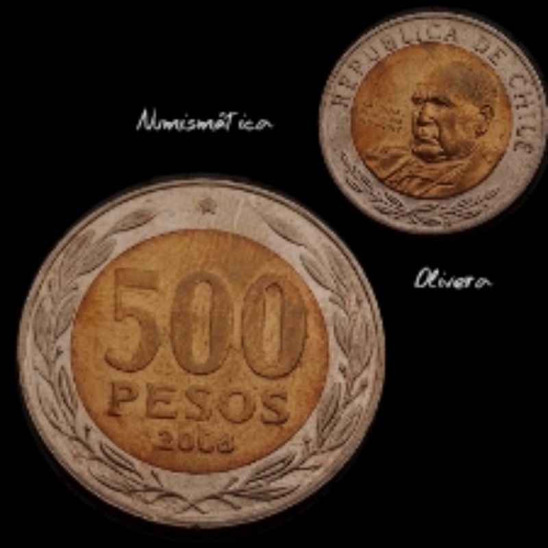L.: 0241 - Moeda antiga Chile 500 pesos.