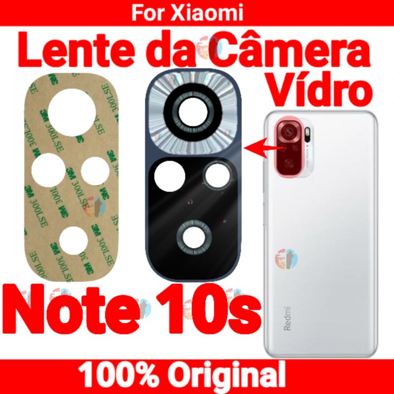 Lente da Câmera Traseira Xiaomi Redmi Note 10S Vidro Traseiro Vidrinho Câmera + Adesivo em Oferta na Shopee