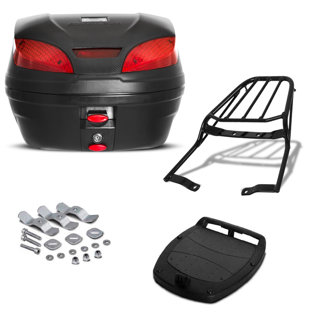 Kit Baú Bauleto 30 Litros Pro Tork + Bagageiro Dafra Speed 150 2008 à 2015 Pro Tork
