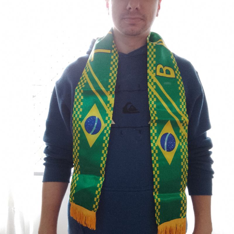 Cachecol copa do mundo brasil barato com franja torcida | Shopee Brasil