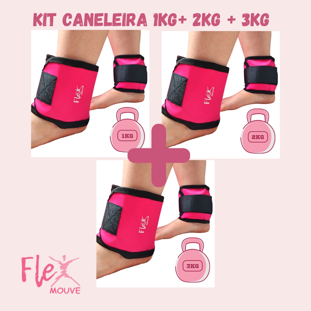 Kit Caneleira Peso Tornozeleira 1kg + 2kg + 3kg Rosa Exercício Musculação Envio para todo o Brasil! em Oferta na Shopee