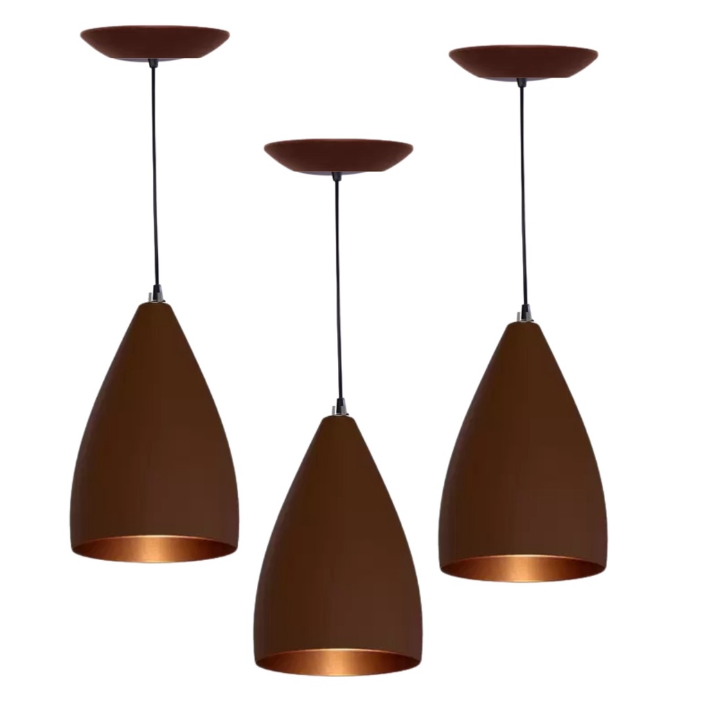 Kit 3 Luminárias Marrom e Cobre Pendentes VEGAS Decorações Internas E Externas em Oferta na Shopee