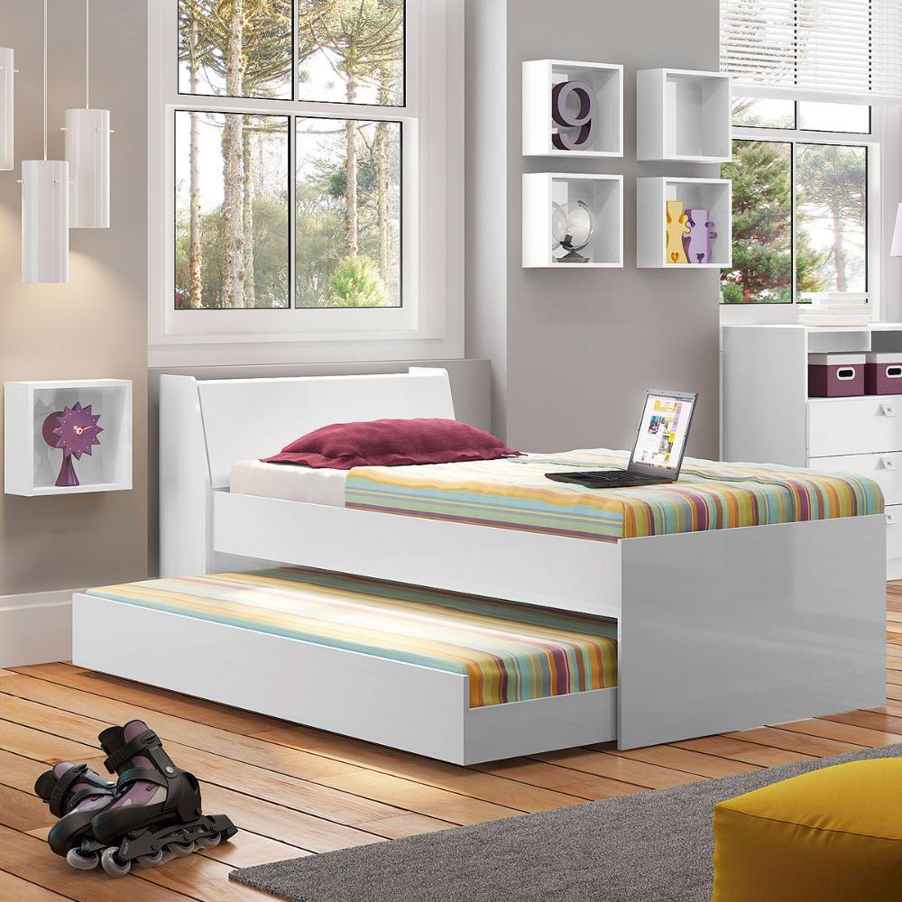 Cama Solteiro Bicama Com 2 Colchões Ditália BB-28 Branco em Oferta na Shopee