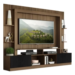 Estante para TV até 65" Multimóveis Oslo FG3395 Madeirada/Preta