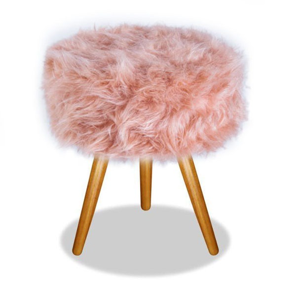 Puff Puf Para Sala e Quarto Decorativo Pelúcia Rosê