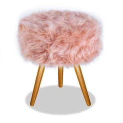 Puff Puf Para Sala e Quarto Decorativo Pelúcia Rosê