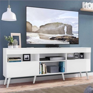 Rack TV 65" com Pés Retrô e 2 Portas Paris Multimóveis Branco em Oferta na Shopee
