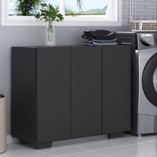 Armário Lavanderia com 3 Portas 90 cm Multimóveis MP5034 Preto em Oferta na Shopee