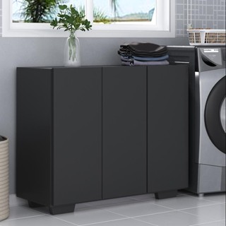 Armário Lavanderia com 3 Portas 90 cm Multimóveis MP5034 Preto
