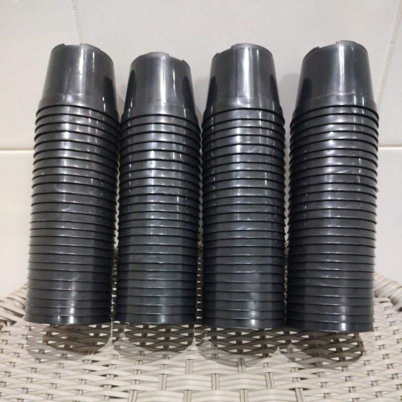 Kit com 100 Potes 9 para Plantas na cor Preta