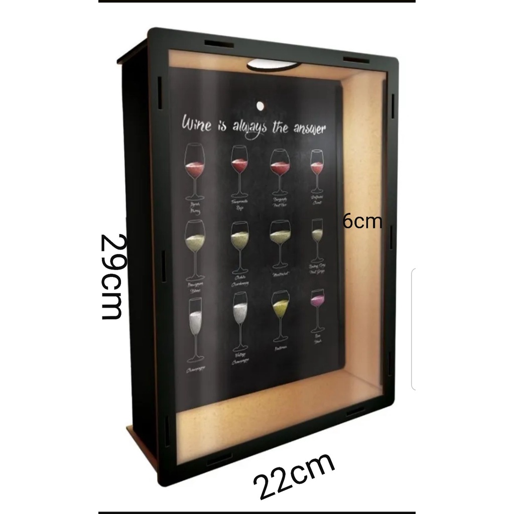 Quadro Porta Rolha/tampinha Vinhos Cerveja Preto De Parede