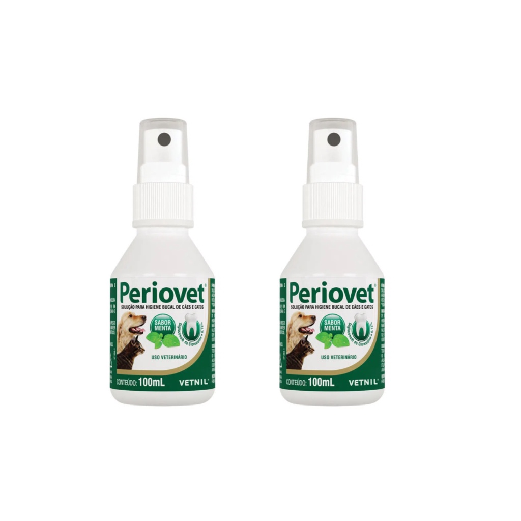 02 Periovet Spray 100 Ml - Vetnil - Tratamento Tartaro Bucal - Pets