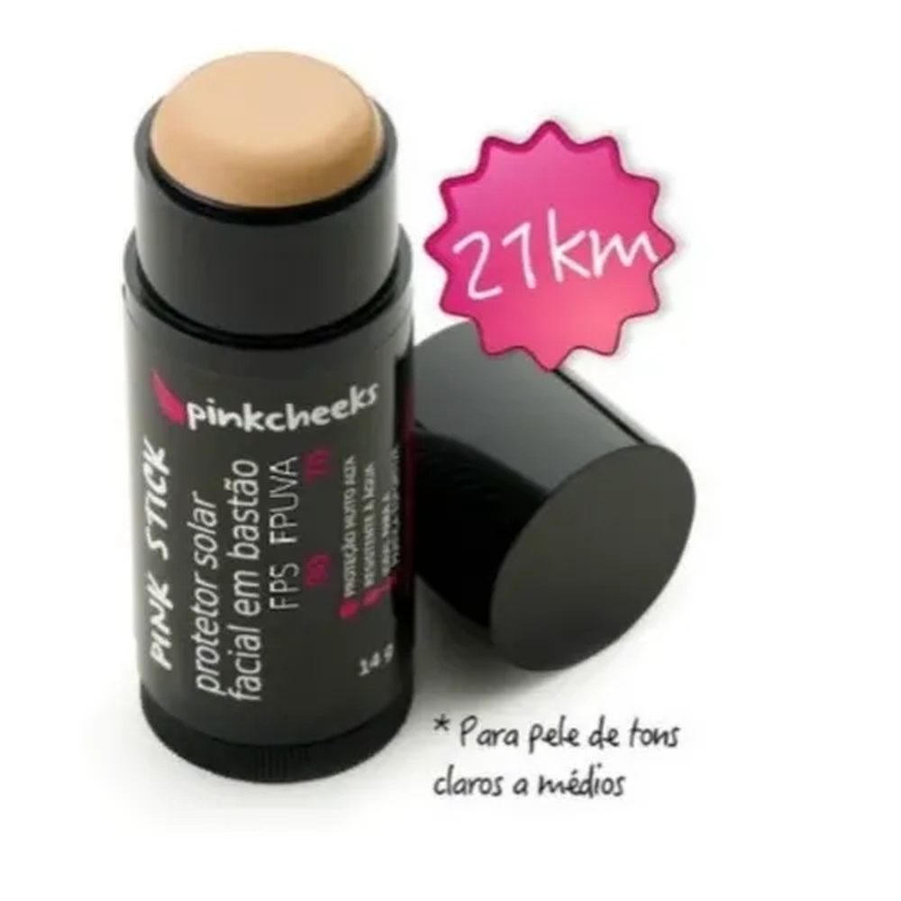 Pink Cheeks Protetor Solar Facial com Base Pink Stick FPS 90 Cor: 21km ...
