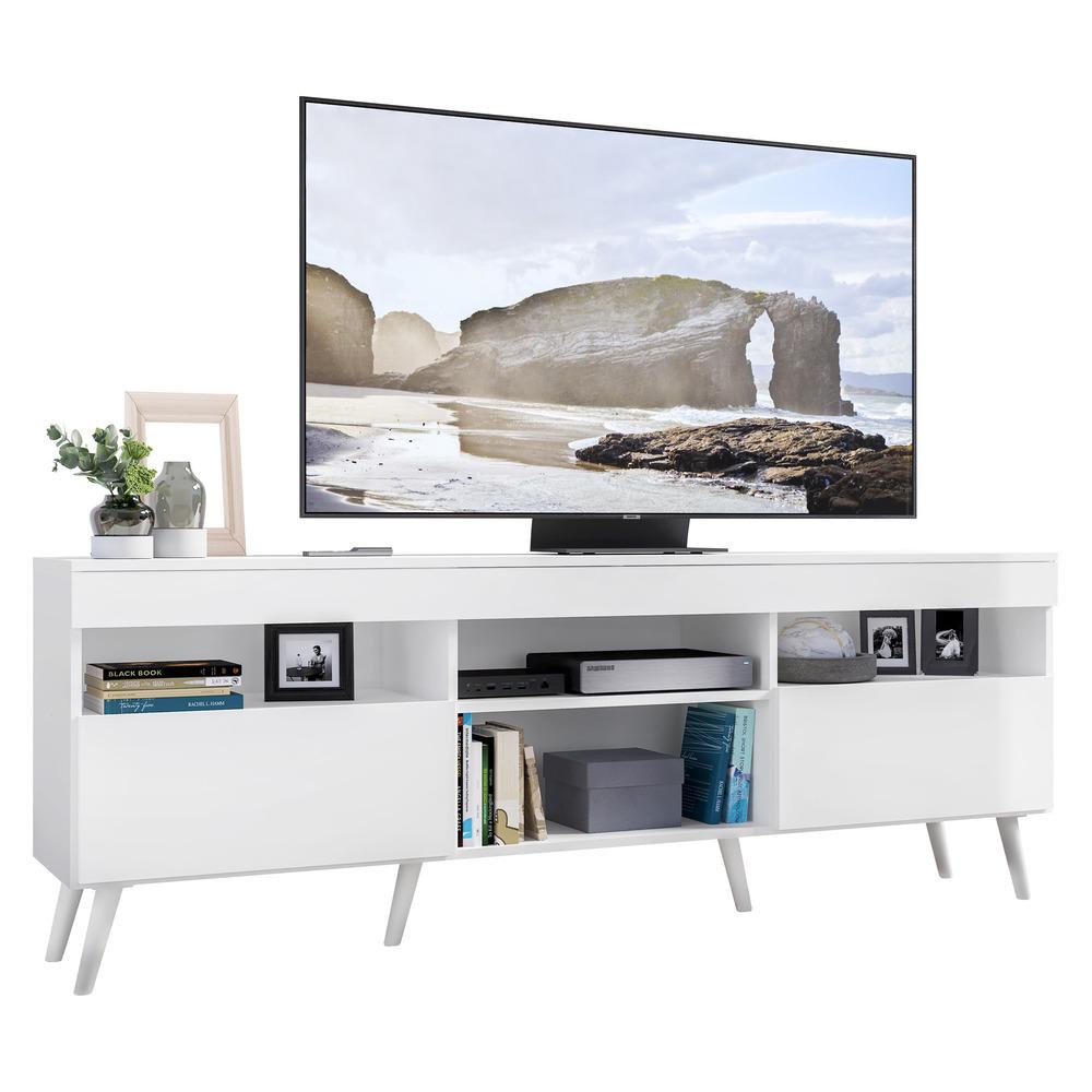 Rack Retrô para TV até 65" Multimóveis Paris FG3327 com 2 Portas Branco em Oferta na Shopee