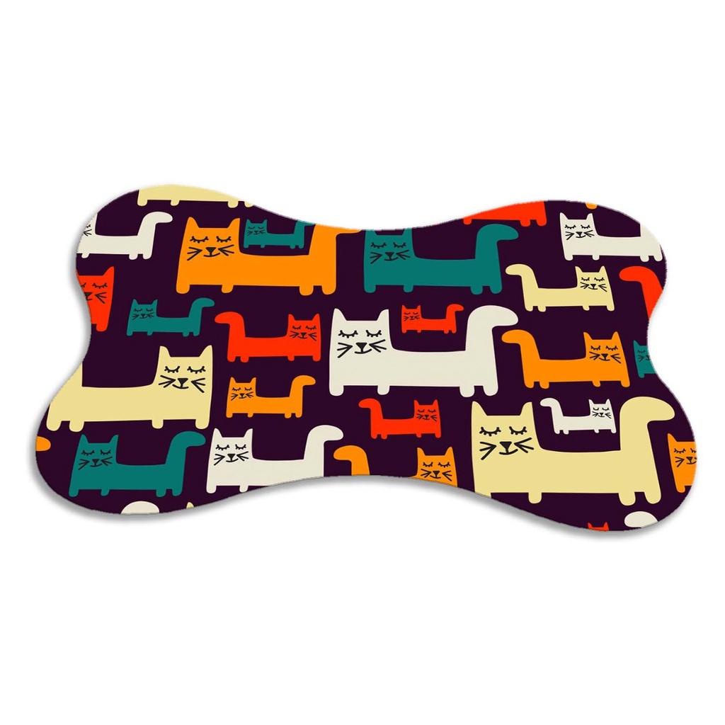 Tapete Pet Gatinho Geométrico Para Comedouro Osso 46x30