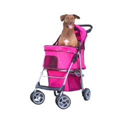 Carrinho Passeio Pet Cão Gato Até 9kg Com Cesto Porta Copos Tela Ventilação Teto Solar Freio